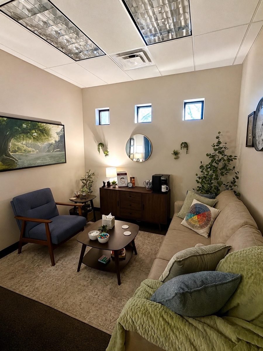 Willow Counseling Services therapy office in Glendale, AZ — seating area with couch and armchair